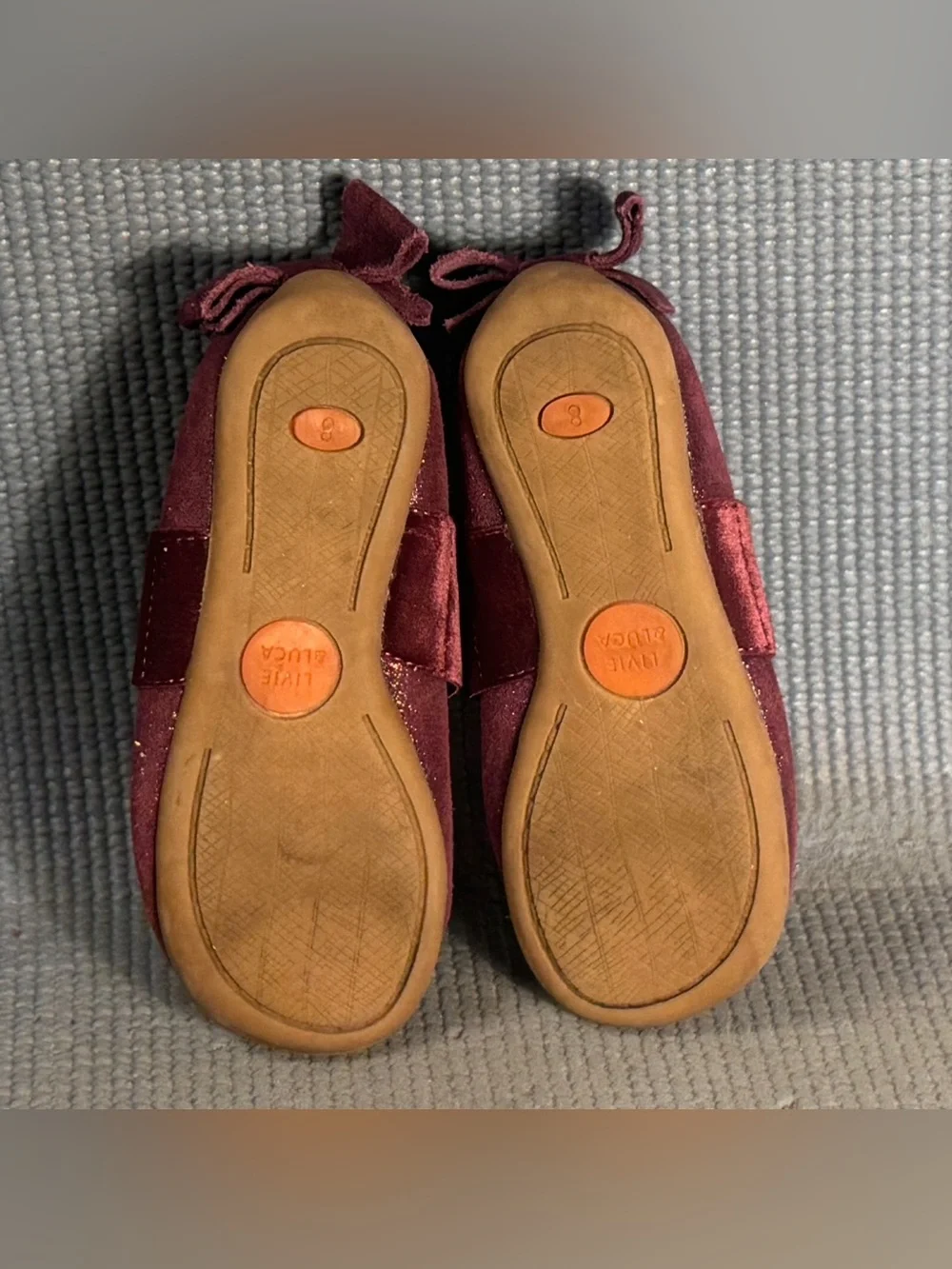 Livie & Luca Ballet Bows Flat Burgundy Shimmer Suede Shoes Toddler Size 8C